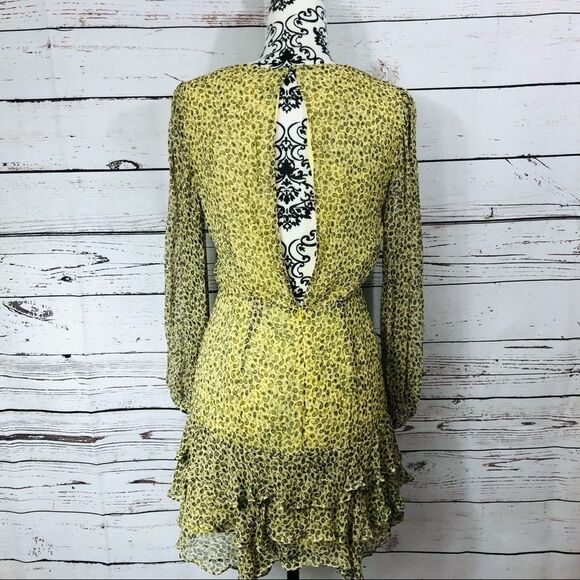 Revolve Stevie May French Vanilla Paisley Open Back Ruffle Mini Dress Yellow - Picture 4 of 10